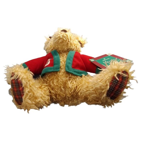 Hallmark Merrily Bear 10" Christmas Plush Plaid Original Tags Snowman Sweater - Picture 5 of 10